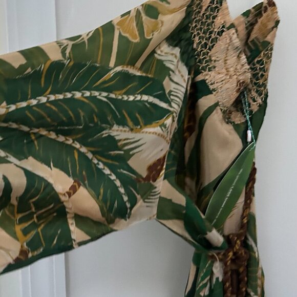 Farm Rio beige tropical isla one-shoulder jumpsuit Size M - Picture 5 of 9